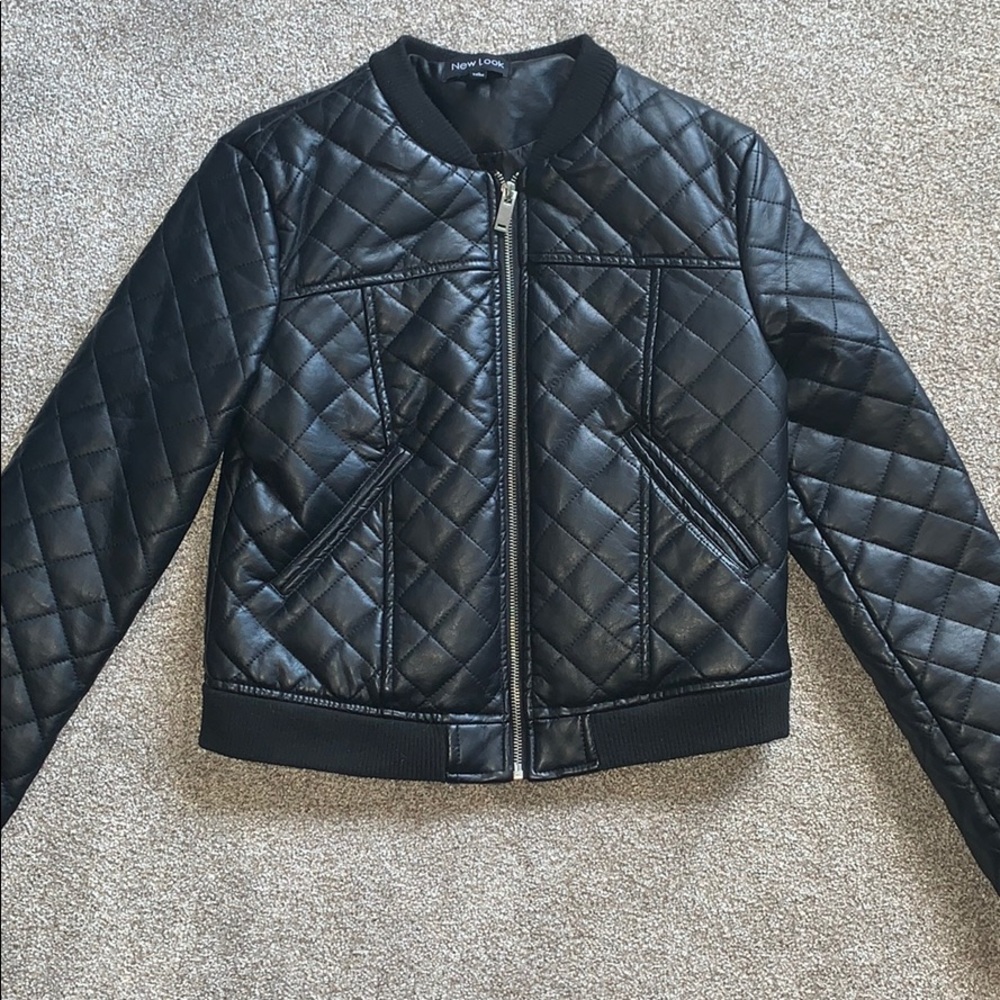 Leather puff jacket